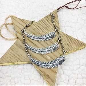 Tiered Feather Dainty Long Necklace